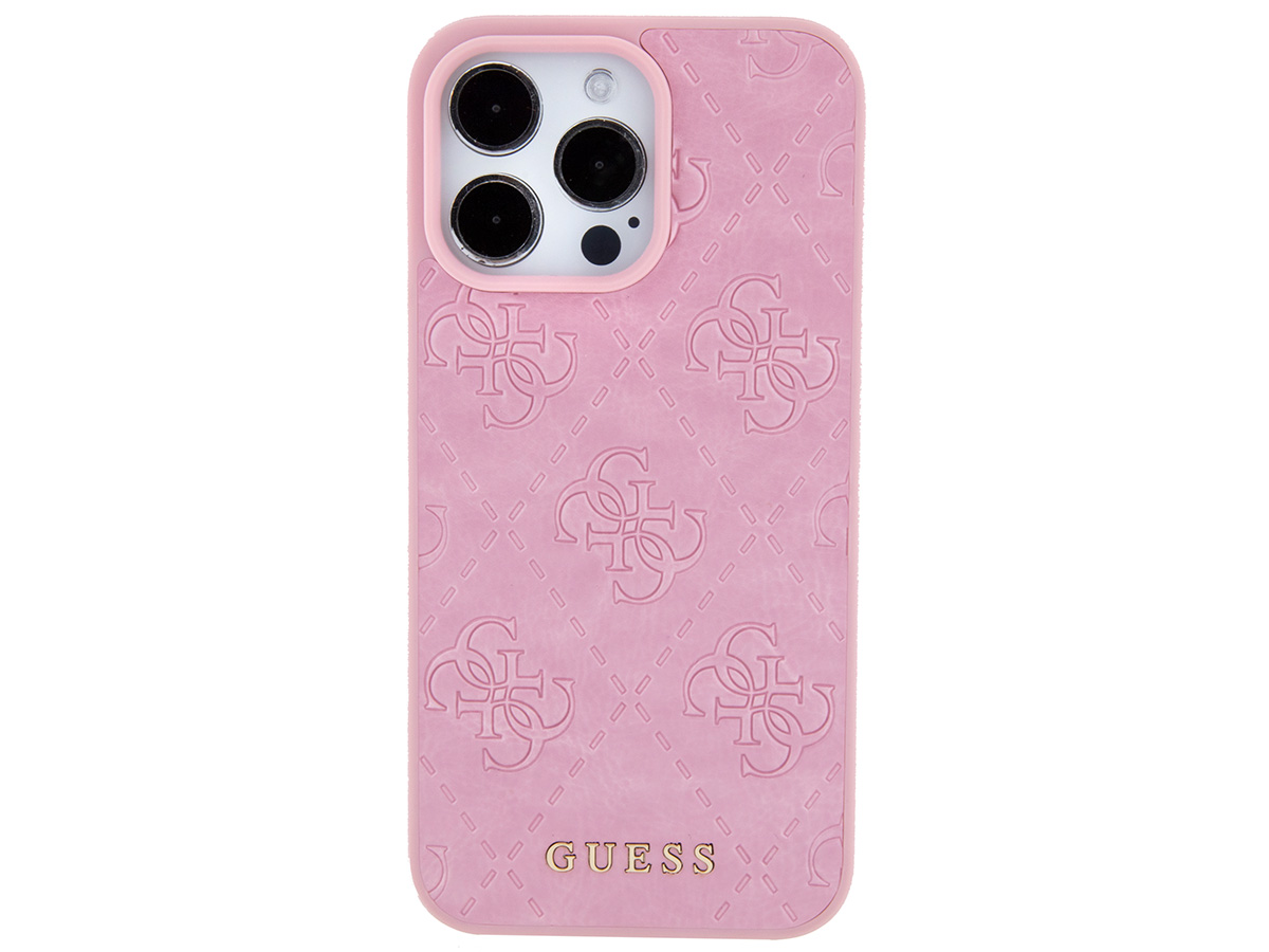 Guess 4G Monogram Stamped Case Roze - iPhone 15 Pro hoesje