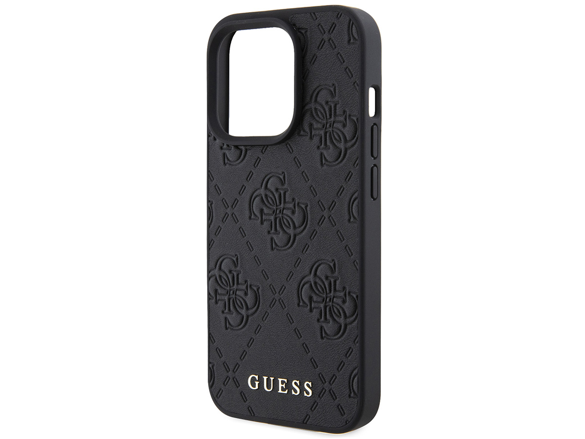 Guess 4G Monogram Stamped Case Zwart - iPhone 15 Pro hoesje