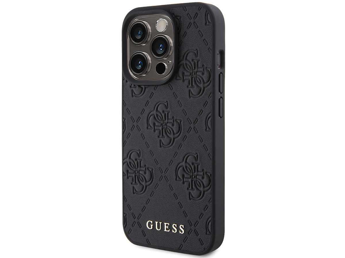 Guess 4G Monogram Stamped Case Zwart - iPhone 15 Pro hoesje