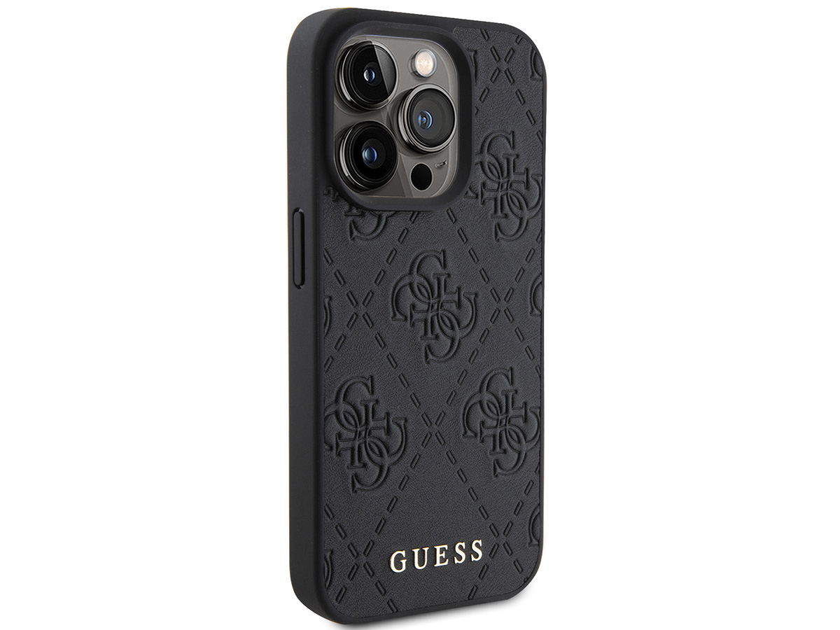 Guess 4G Monogram Stamped Case Zwart - iPhone 15 Pro hoesje