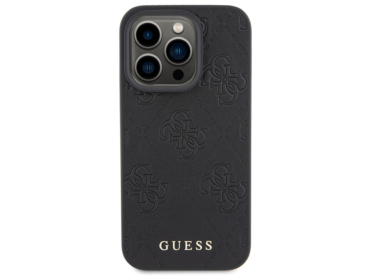 Guess 4G Monogram Stamped Case Zwart - iPhone 15 Pro hoesje