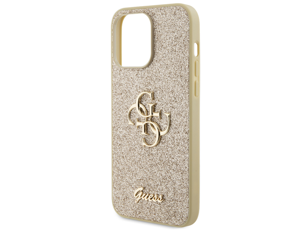 Guess Big 4G Glitter Case Goud - iPhone 15 Pro hoesje