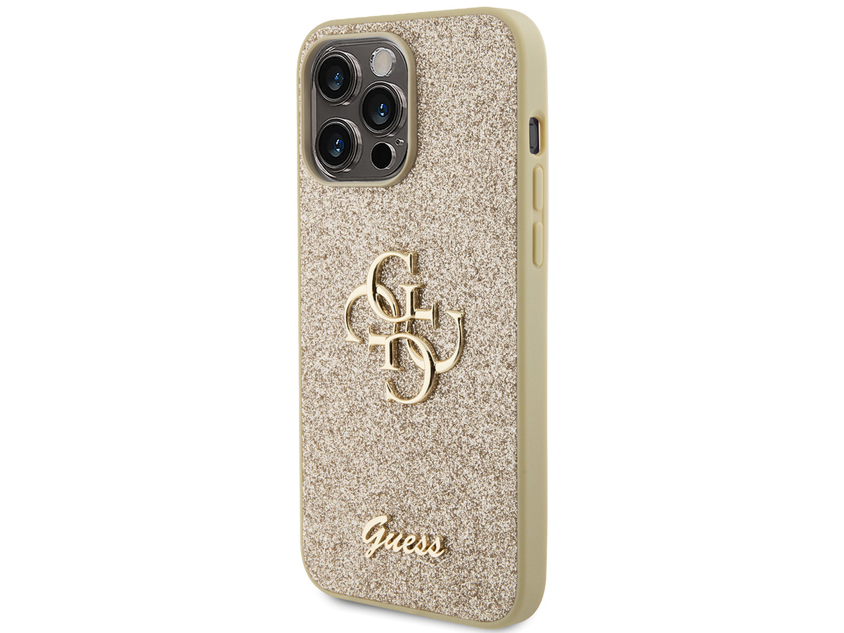 Guess Big 4G Glitter Case Goud - iPhone 15 Pro hoesje