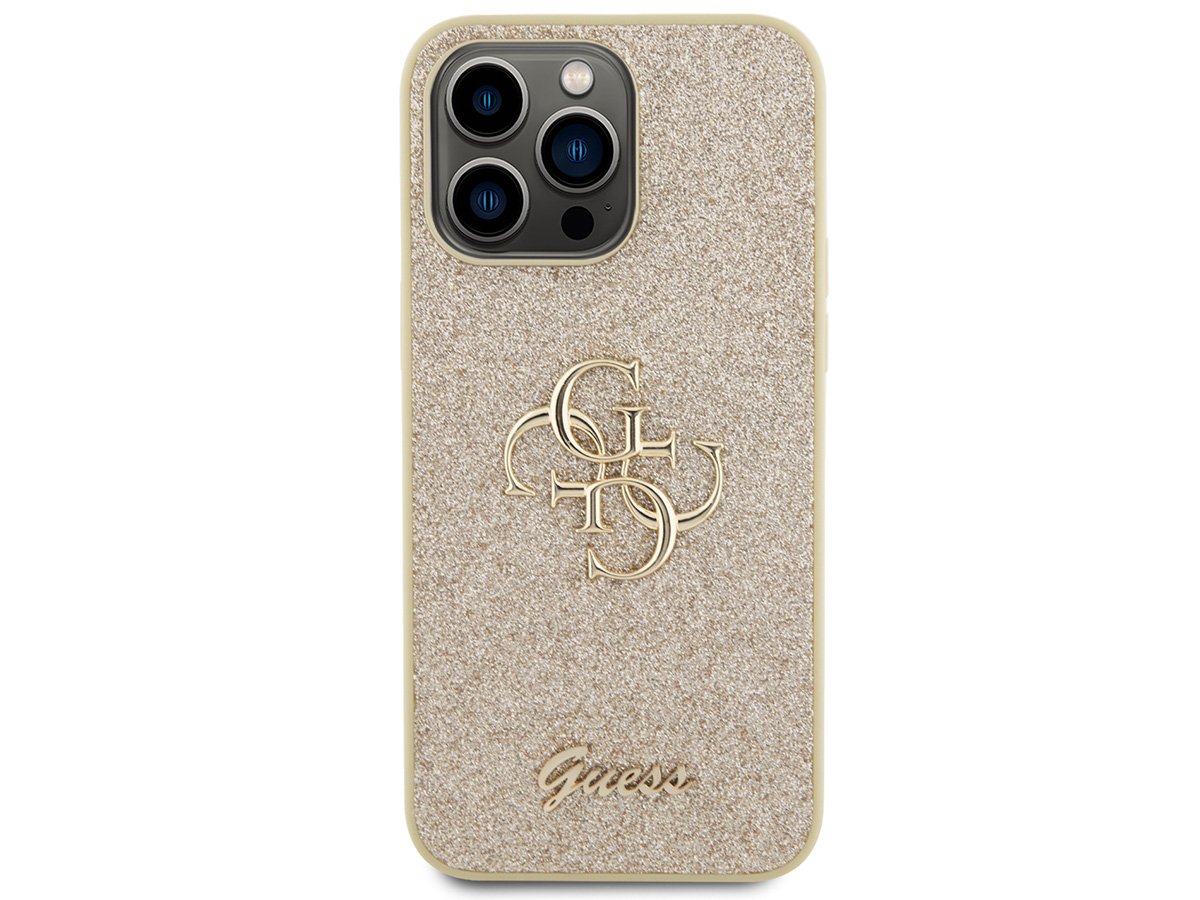 Guess Big 4G Glitter Case Goud - iPhone 15 Pro hoesje