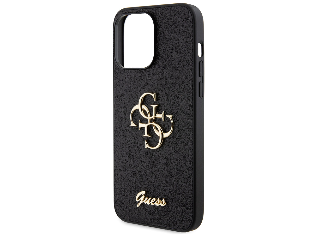 Guess Big 4G Glitter Case Zwart - iPhone 15 Pro hoesje