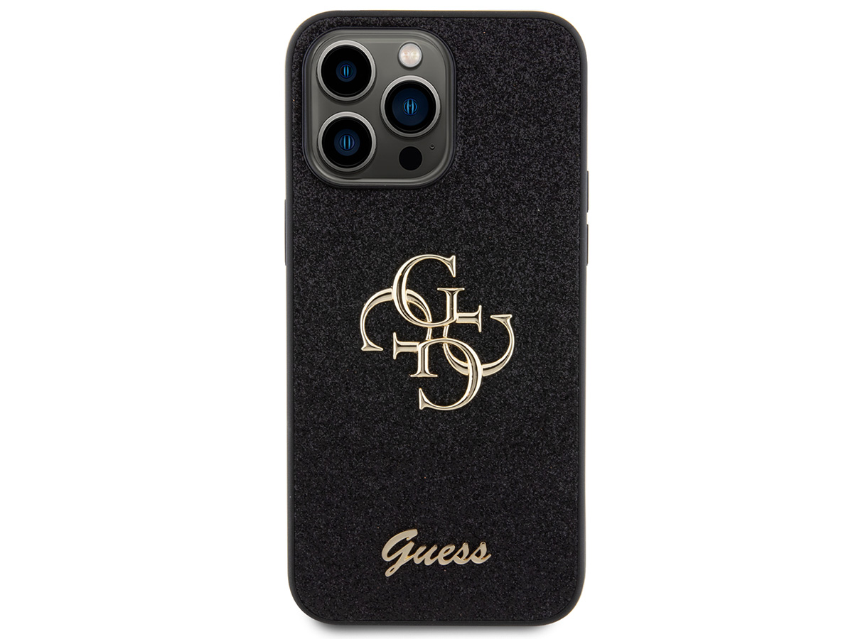 Guess Big 4G Glitter Case Zwart - iPhone 15 Pro hoesje