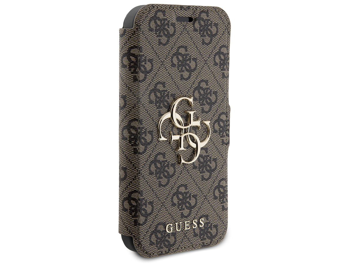 Guess Big 4G Monogram Bookcase Bruin - iPhone 15 Pro hoesje