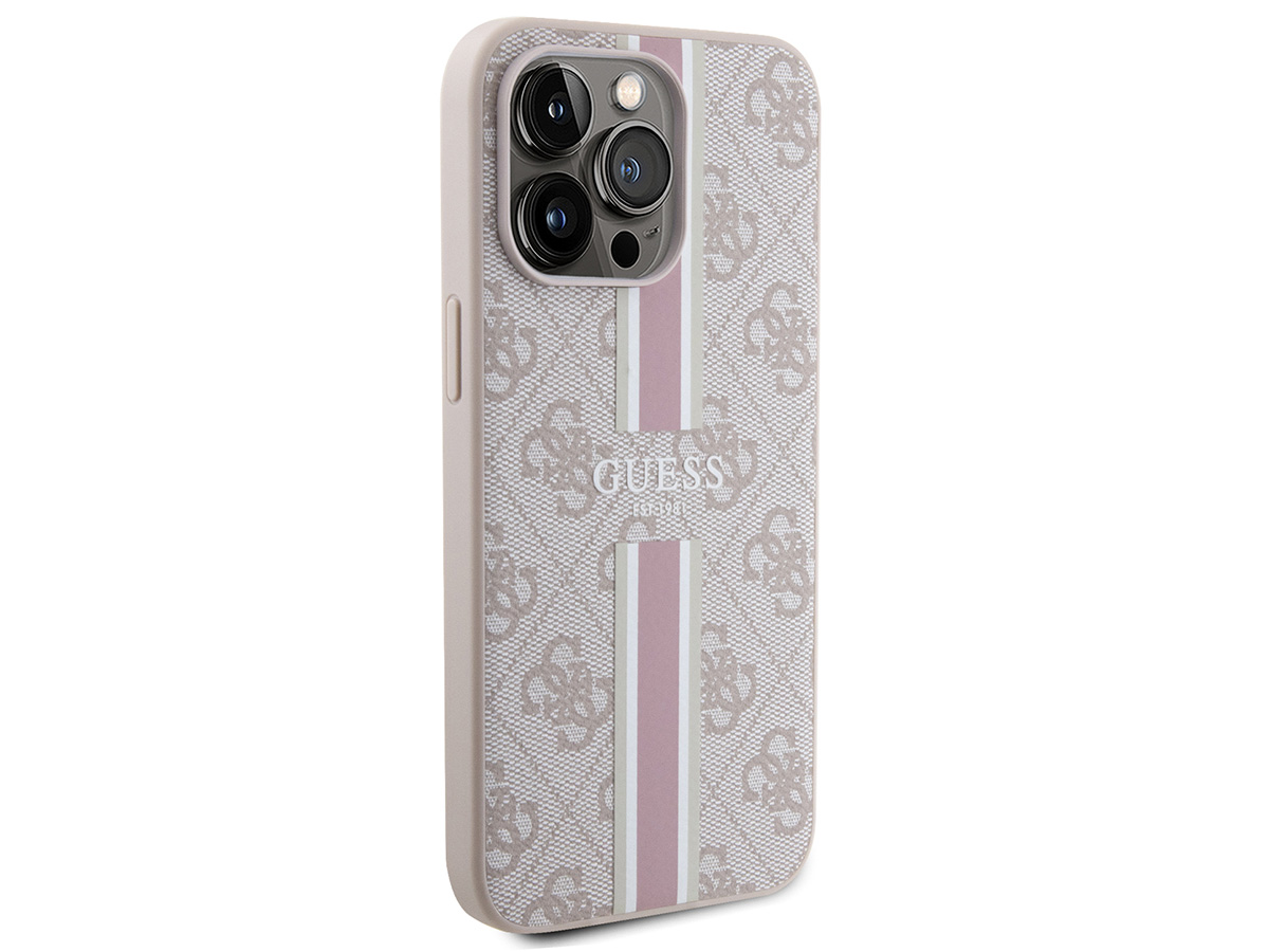 Guess College Monogram Case Roze - iPhone 15 Pro hoesje