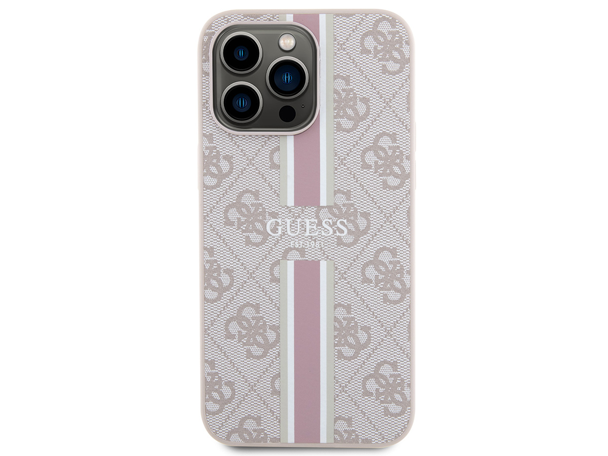 Guess College Monogram Case Roze - iPhone 15 Pro hoesje
