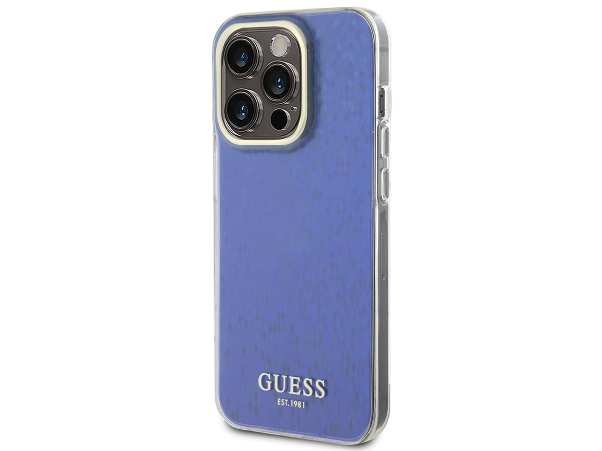 Guess Faceted Mirror TPU Case Paars - iPhone 15 Pro hoesje