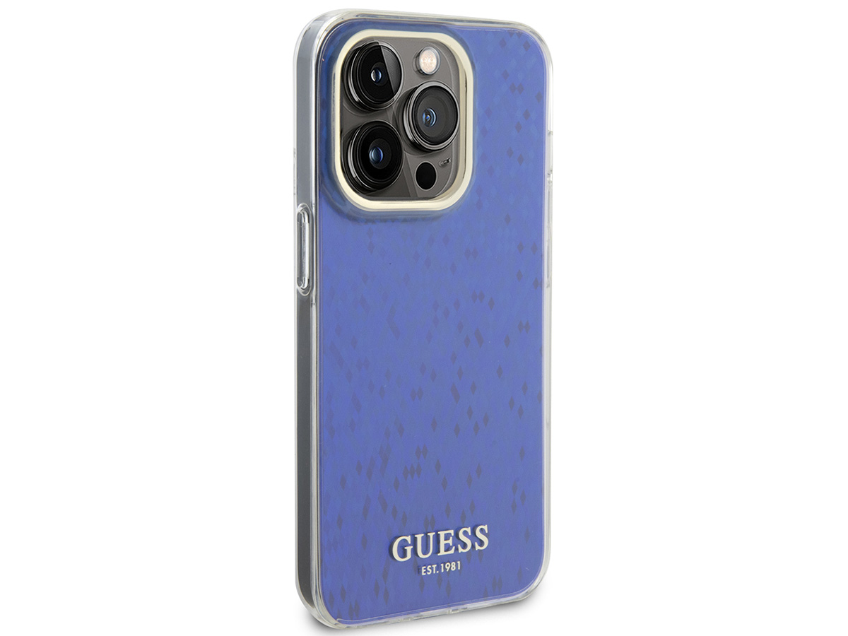 Guess Faceted Mirror TPU Case Paars - iPhone 15 Pro hoesje