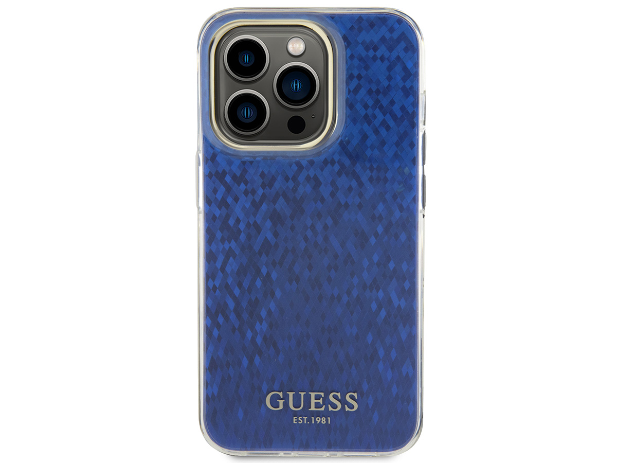 Guess Faceted Mirror TPU Case Paars - iPhone 15 Pro hoesje