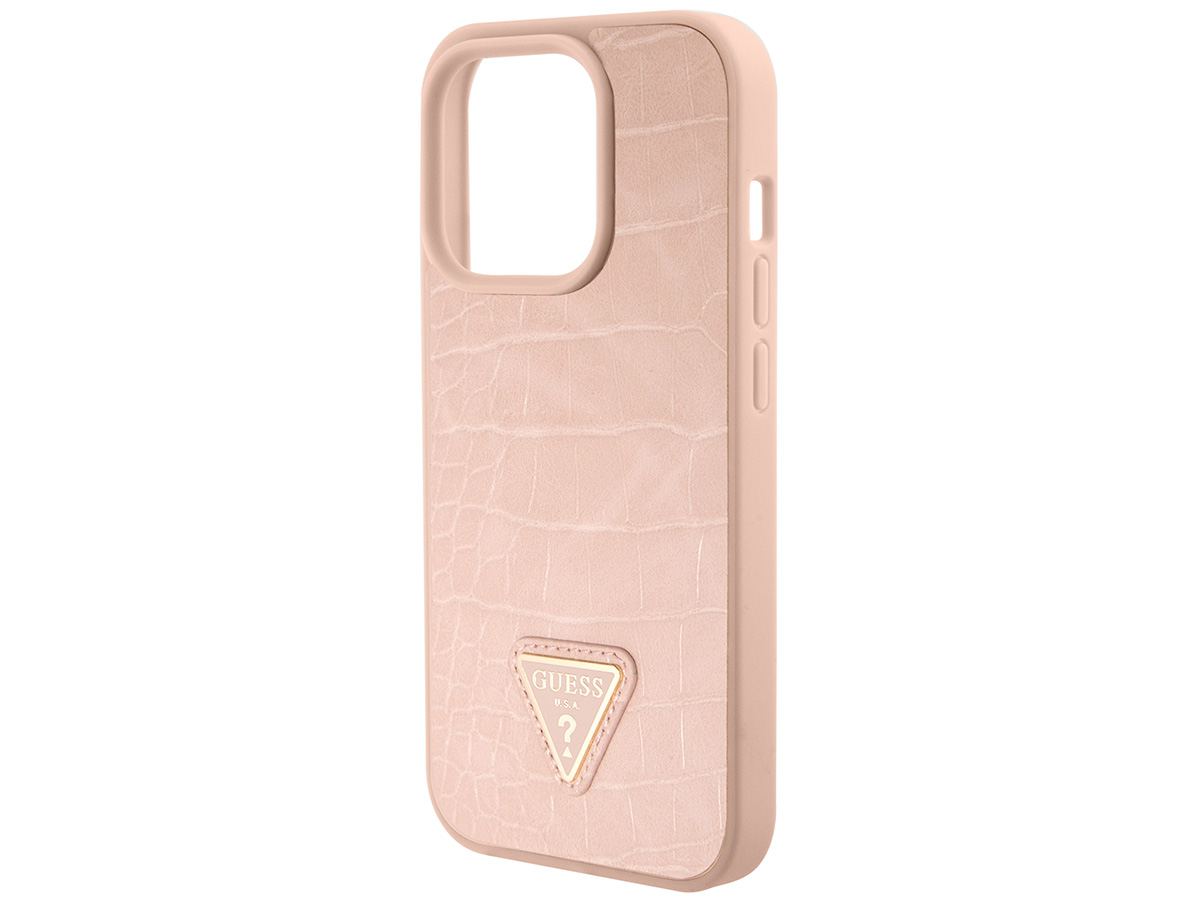 Guess Croco Triangle Case Roze - iPhone 15 Pro hoesje