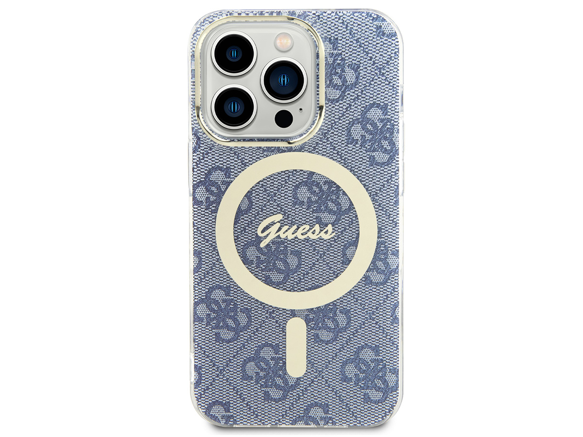 Guess Monogram MagSafe TPU Case Blauw - iPhone 15 Pro hoesje