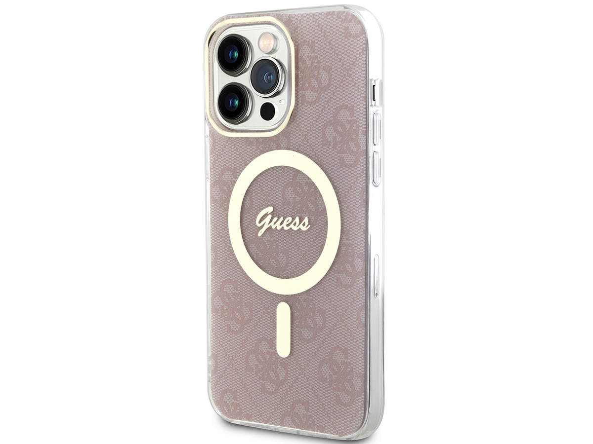 Guess Monogram MagSafe TPU Case Roze - iPhone 15 Pro hoesje