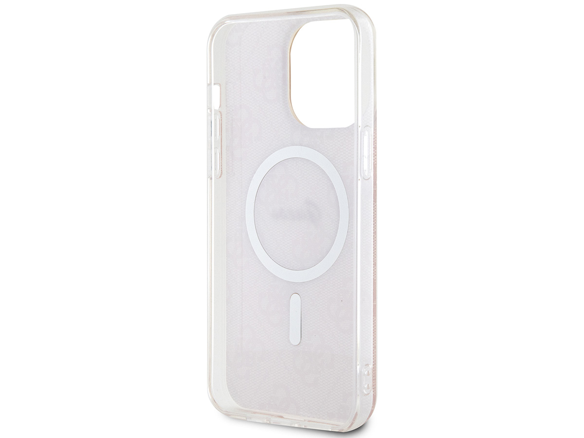 Guess Monogram MagSafe TPU Case Roze - iPhone 15 Pro hoesje