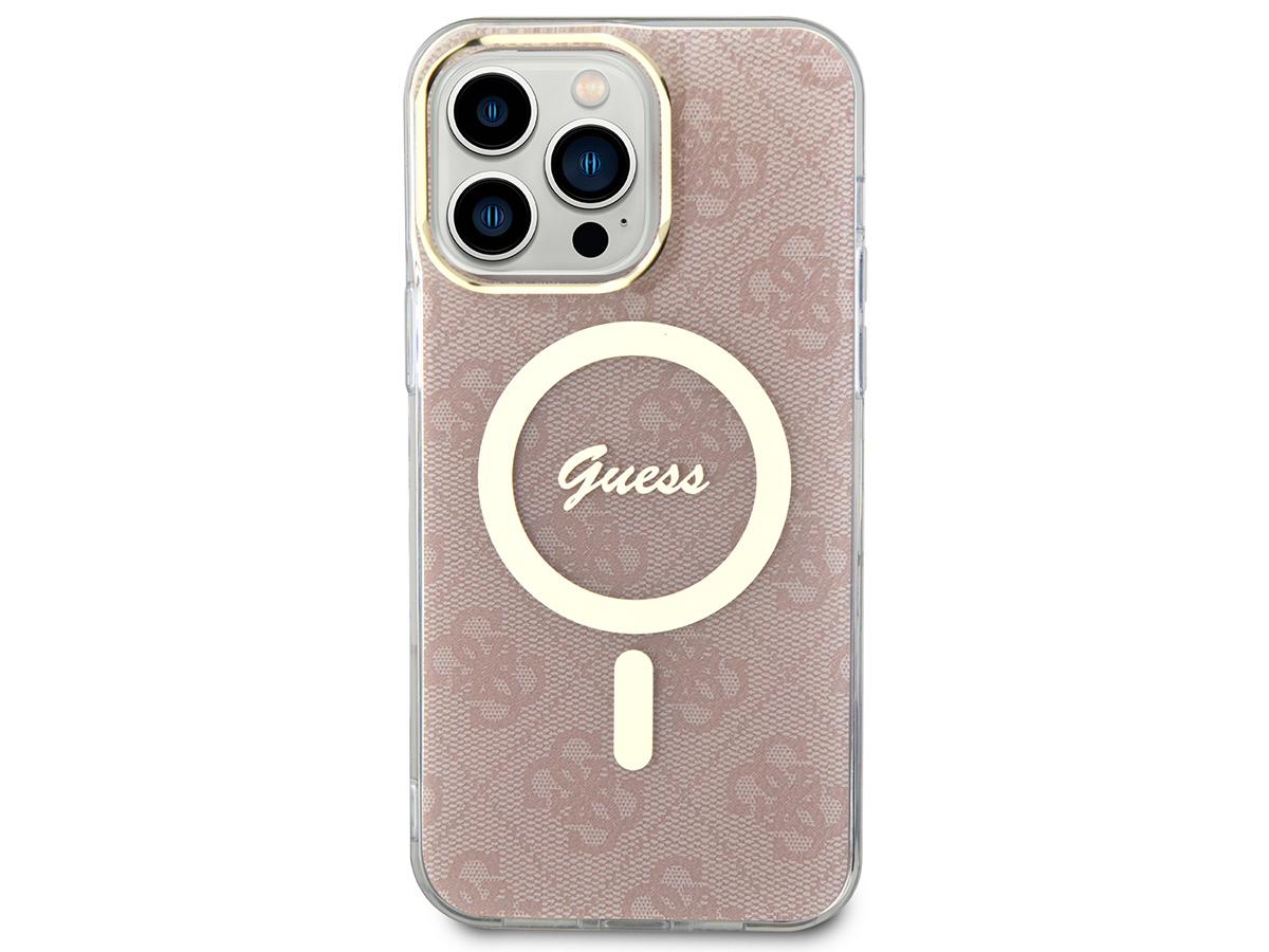 Guess Monogram MagSafe TPU Case Roze - iPhone 15 Pro hoesje