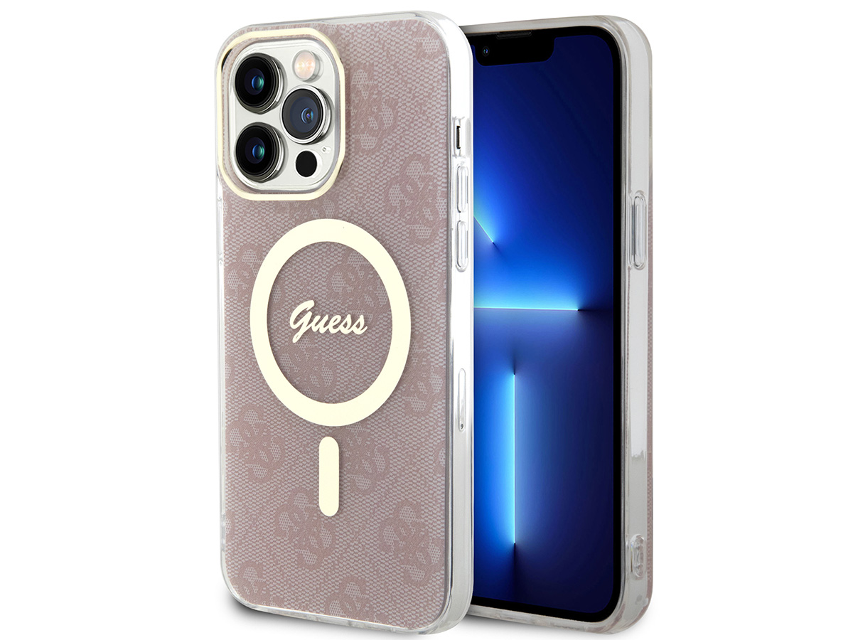 Guess Monogram MagSafe TPU Case Roze - iPhone 15 Pro hoesje