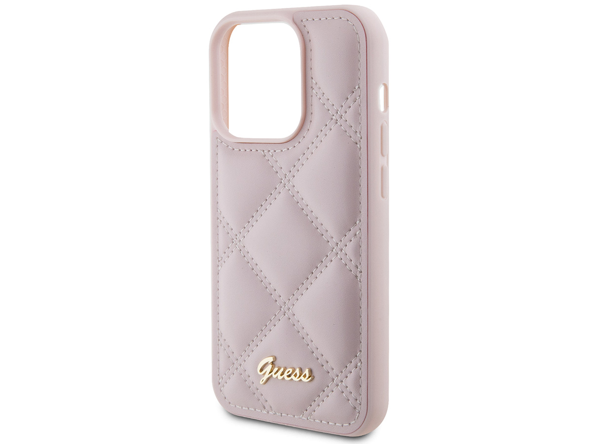 Guess Diamond Quilted Puffer Case Roze - iPhone 15 Pro hoesje