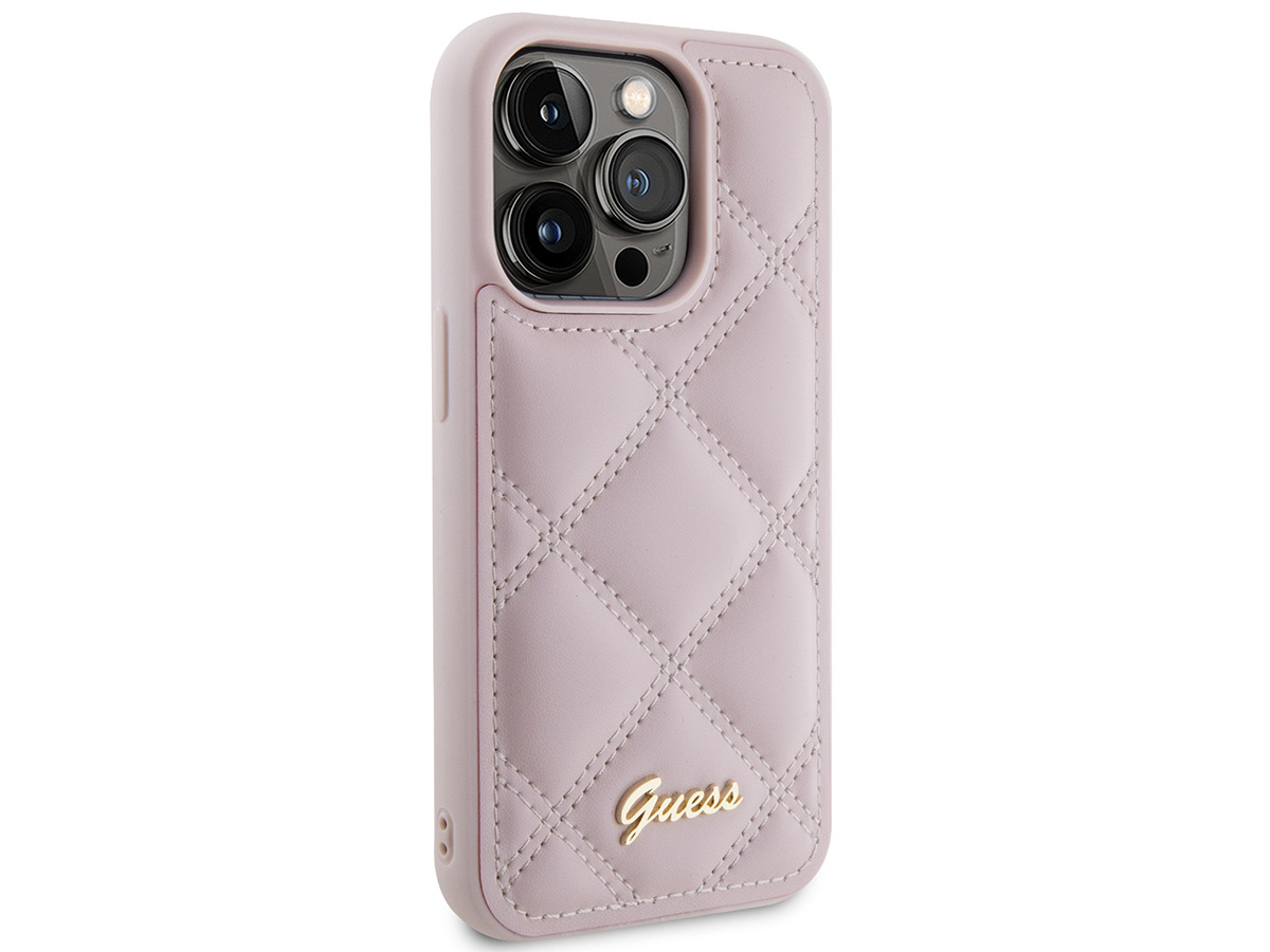 Guess Diamond Quilted Puffer Case Roze - iPhone 15 Pro hoesje