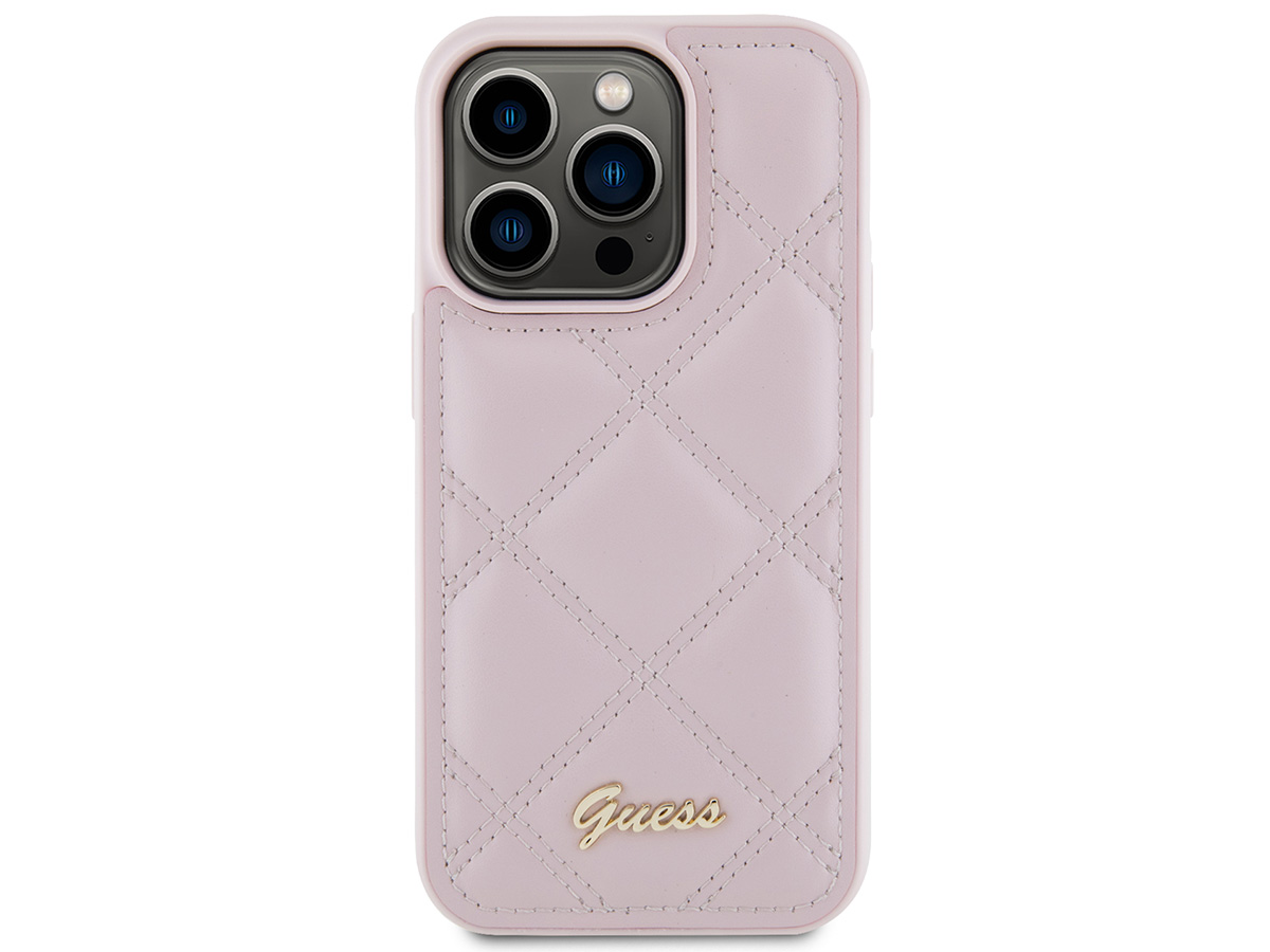 Guess Diamond Quilted Puffer Case Roze - iPhone 15 Pro hoesje