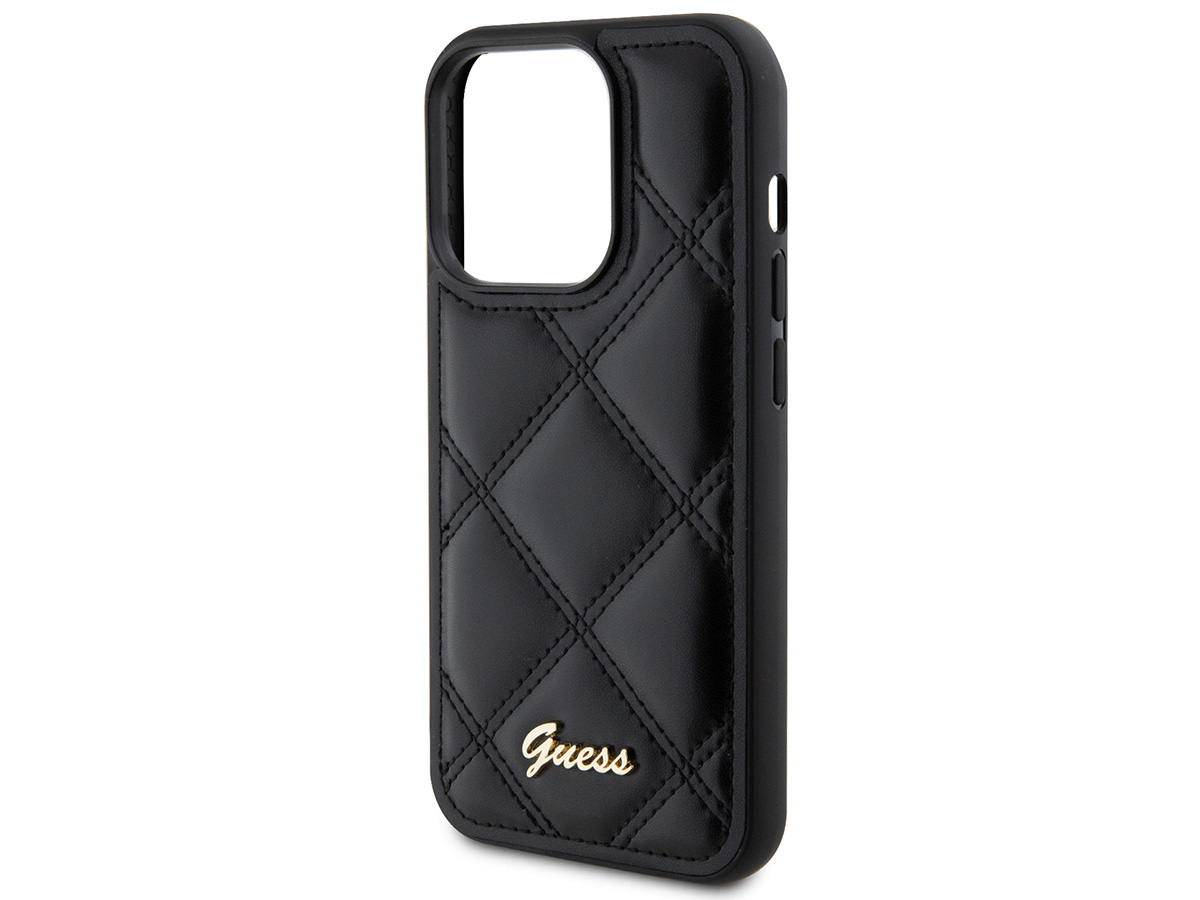 Guess Diamond Quilted Puffer Case Zwart - iPhone 15 Pro hoesje
