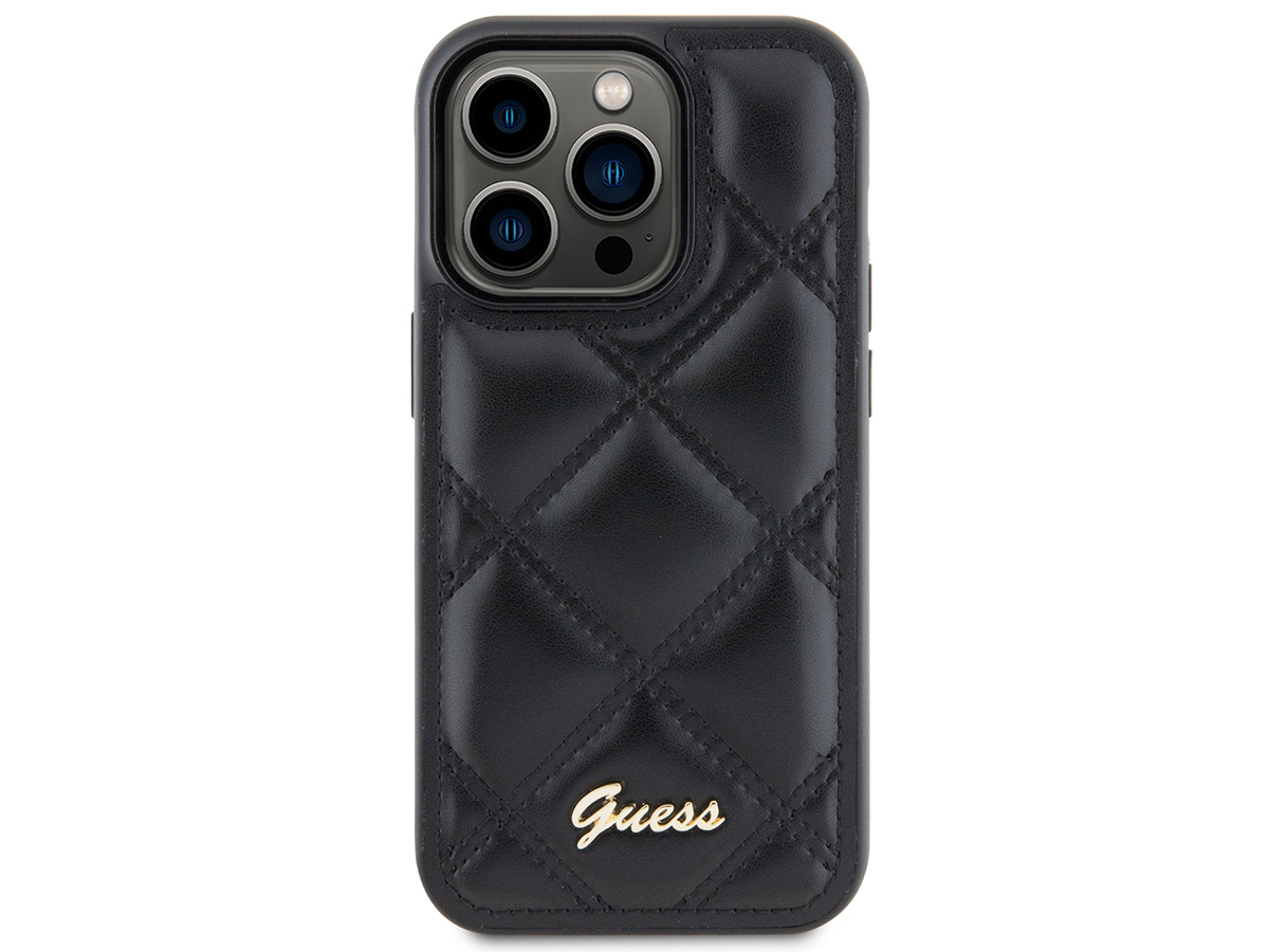 Guess Diamond Quilted Puffer Case Zwart - iPhone 15 Pro hoesje