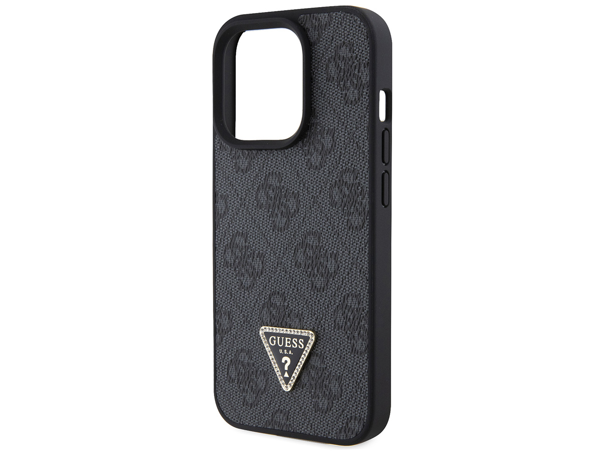 Guess Strass Triangle Monogram Case Grijs - iPhone 15 Pro hoesje