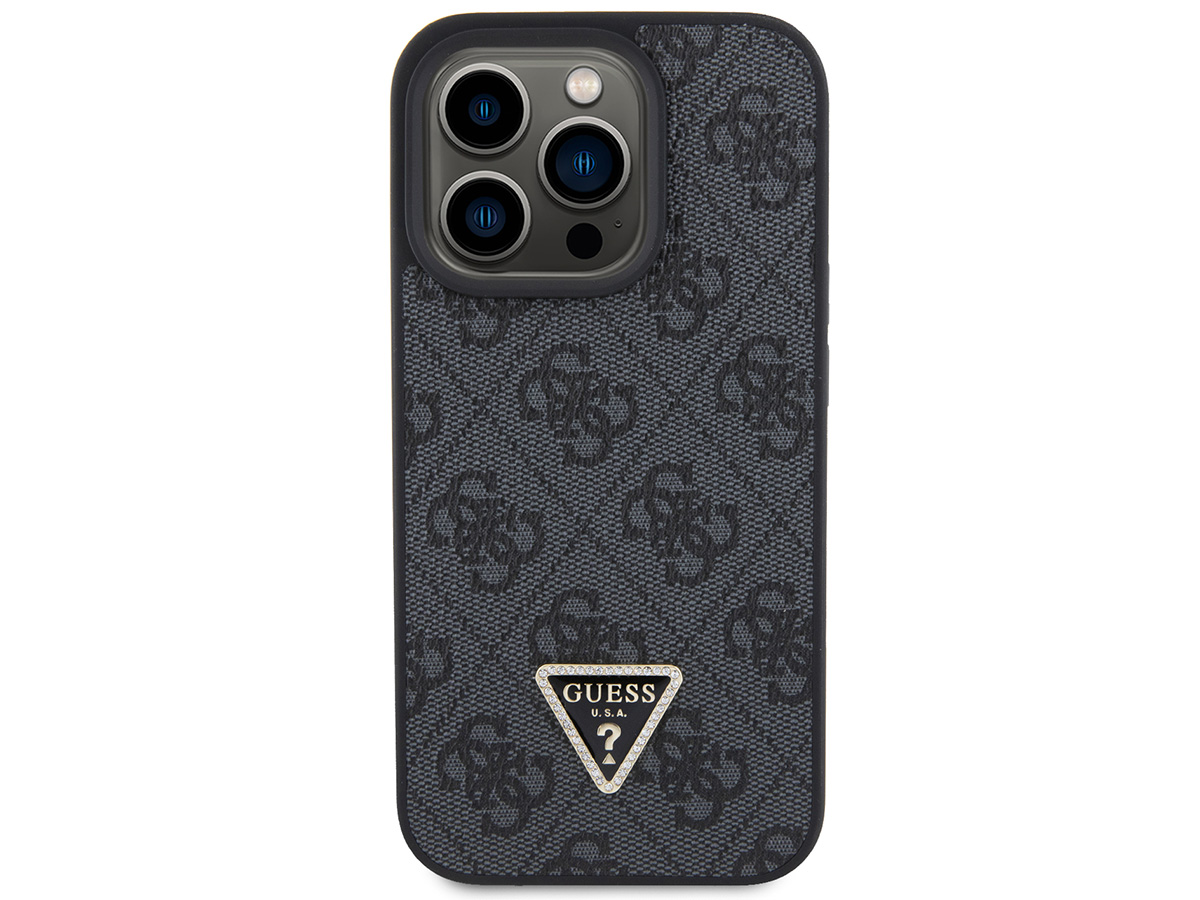 Guess Strass Triangle Monogram Case Grijs - iPhone 15 Pro hoesje