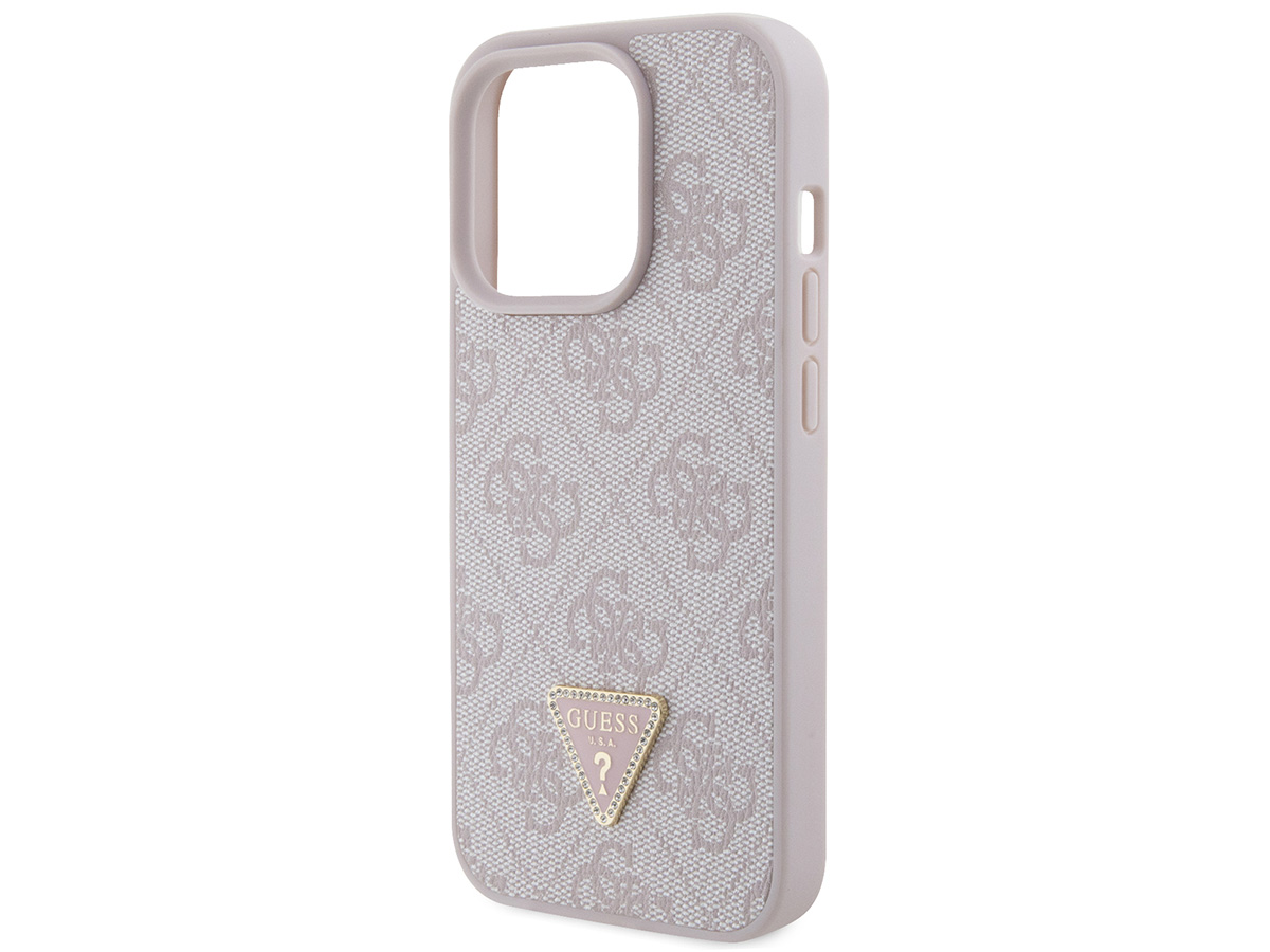 Guess Strass Triangle Monogram Case Roze - iPhone 15 Pro hoesje