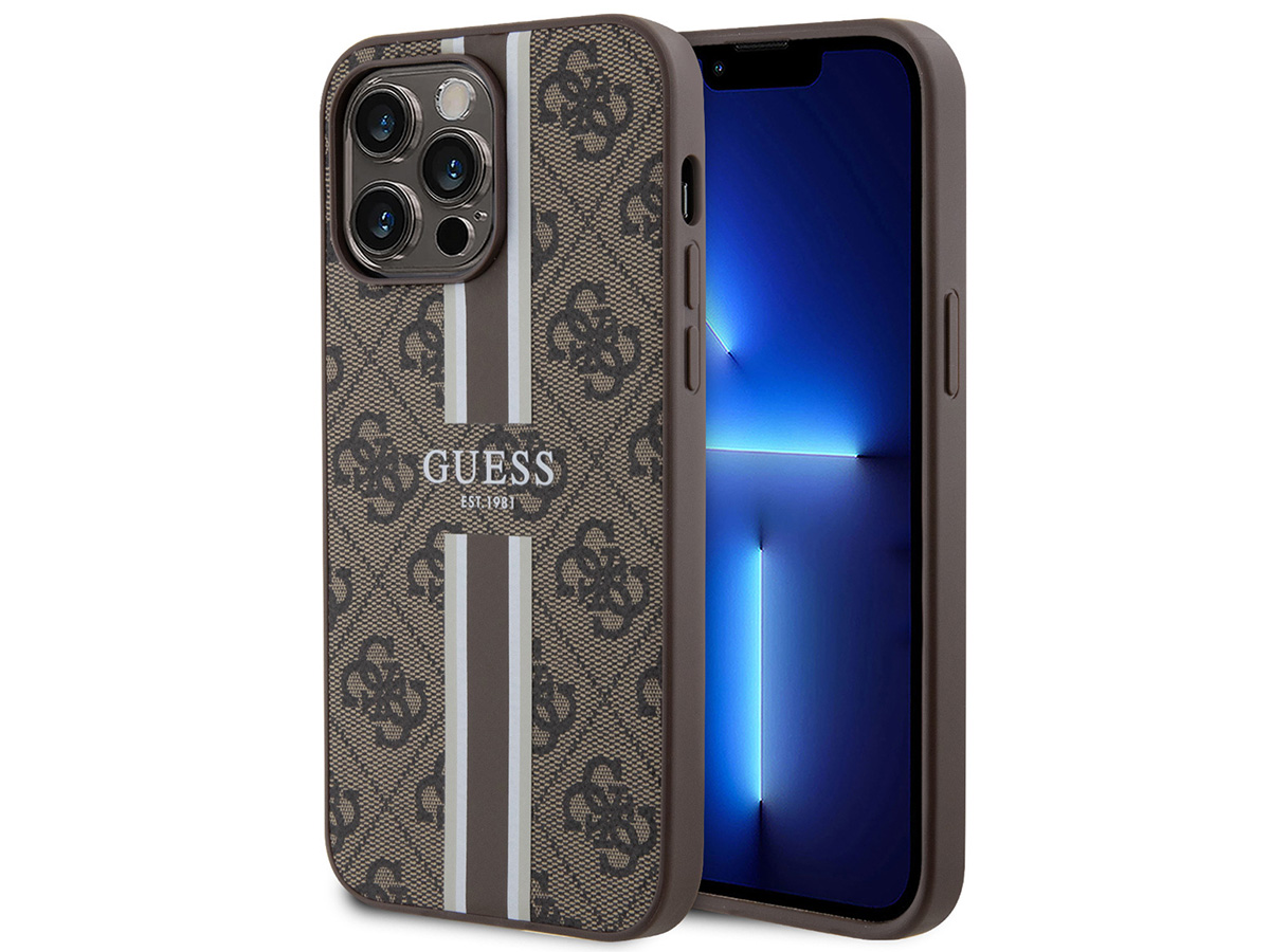 Guess College Monogram Case Bruin - iPhone 15 Pro hoesje