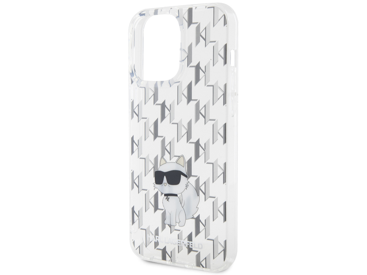 Karl Lagerfeld Choupette Monogram Case Clear - iPhone 15 Pro hoesje