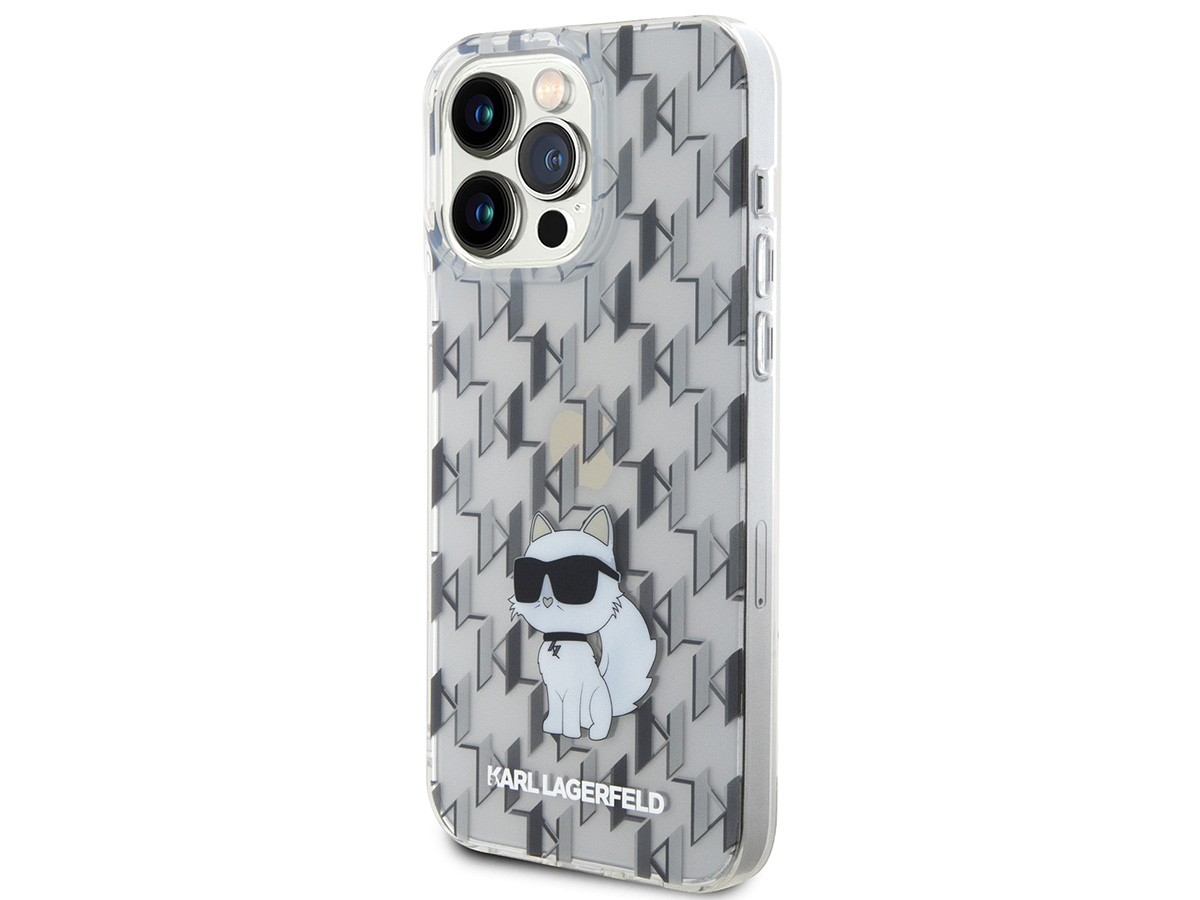 Karl Lagerfeld Choupette Monogram Case Clear - iPhone 15 Pro hoesje