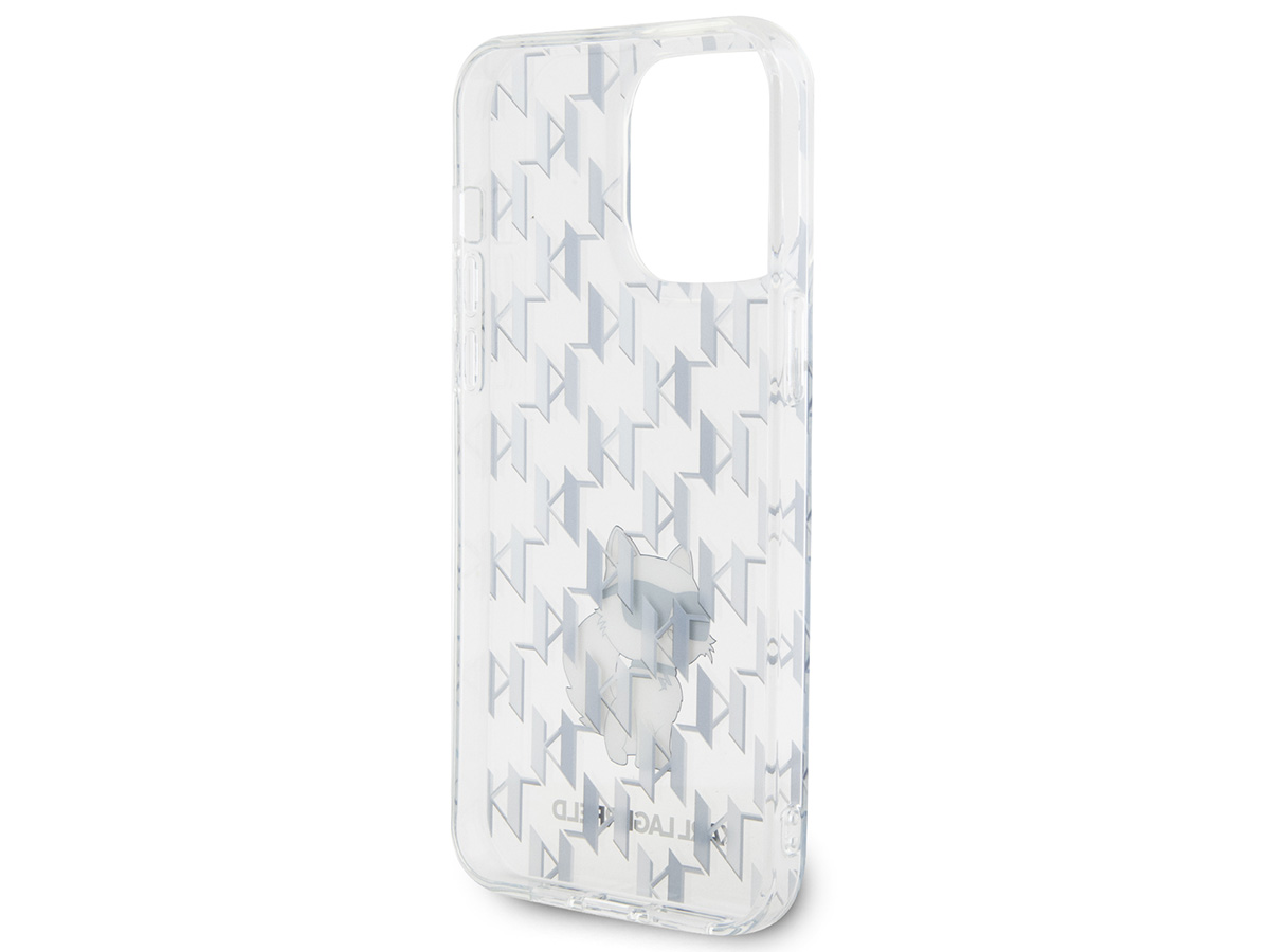 Karl Lagerfeld Choupette Monogram Case Clear - iPhone 15 Pro hoesje