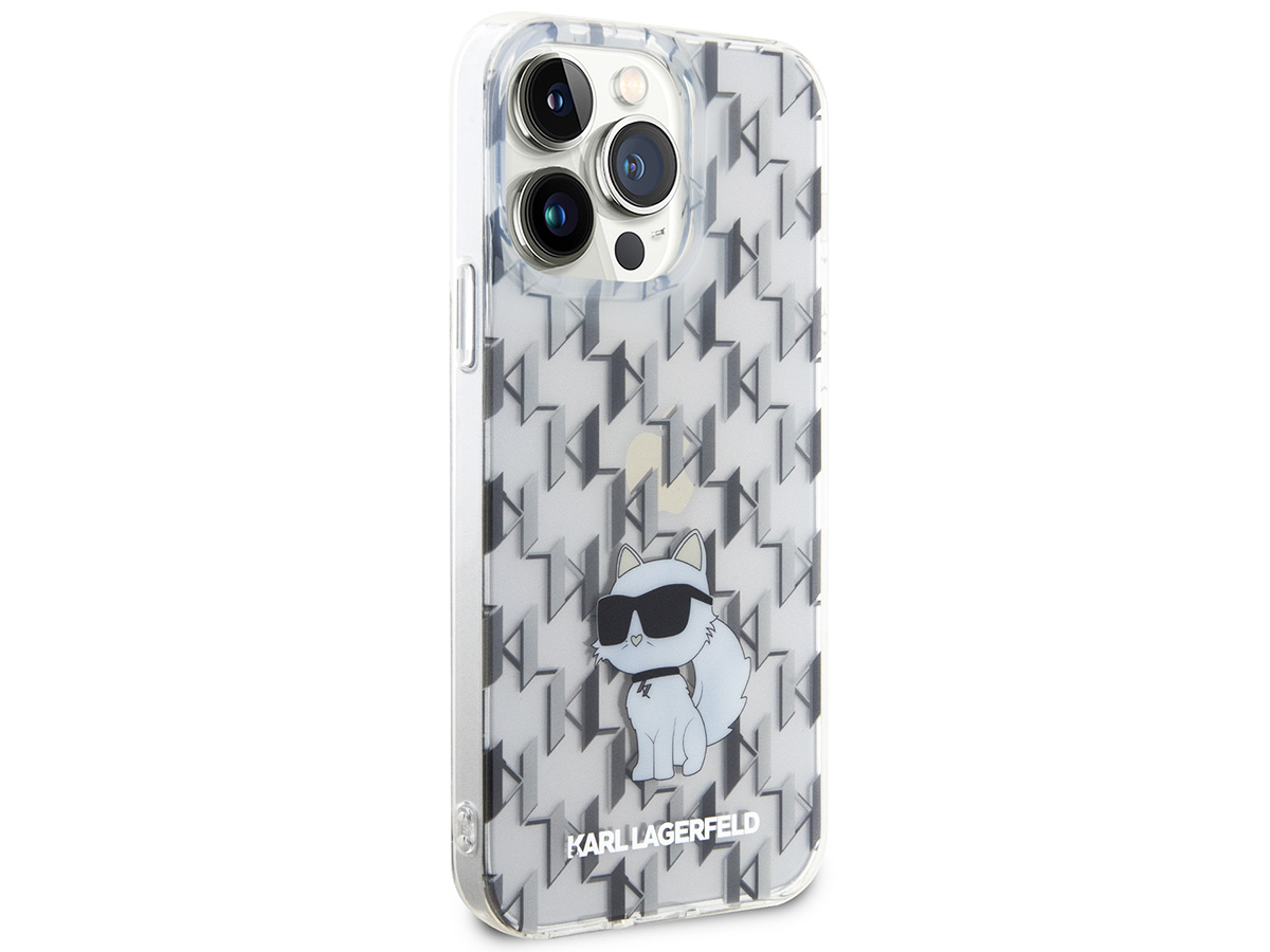 Karl Lagerfeld Choupette Monogram Case Clear - iPhone 15 Pro hoesje