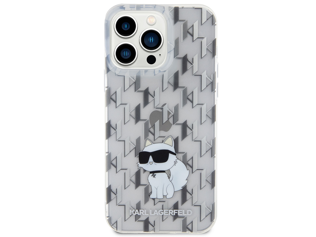 Karl Lagerfeld Choupette Monogram Case Clear - iPhone 15 Pro hoesje