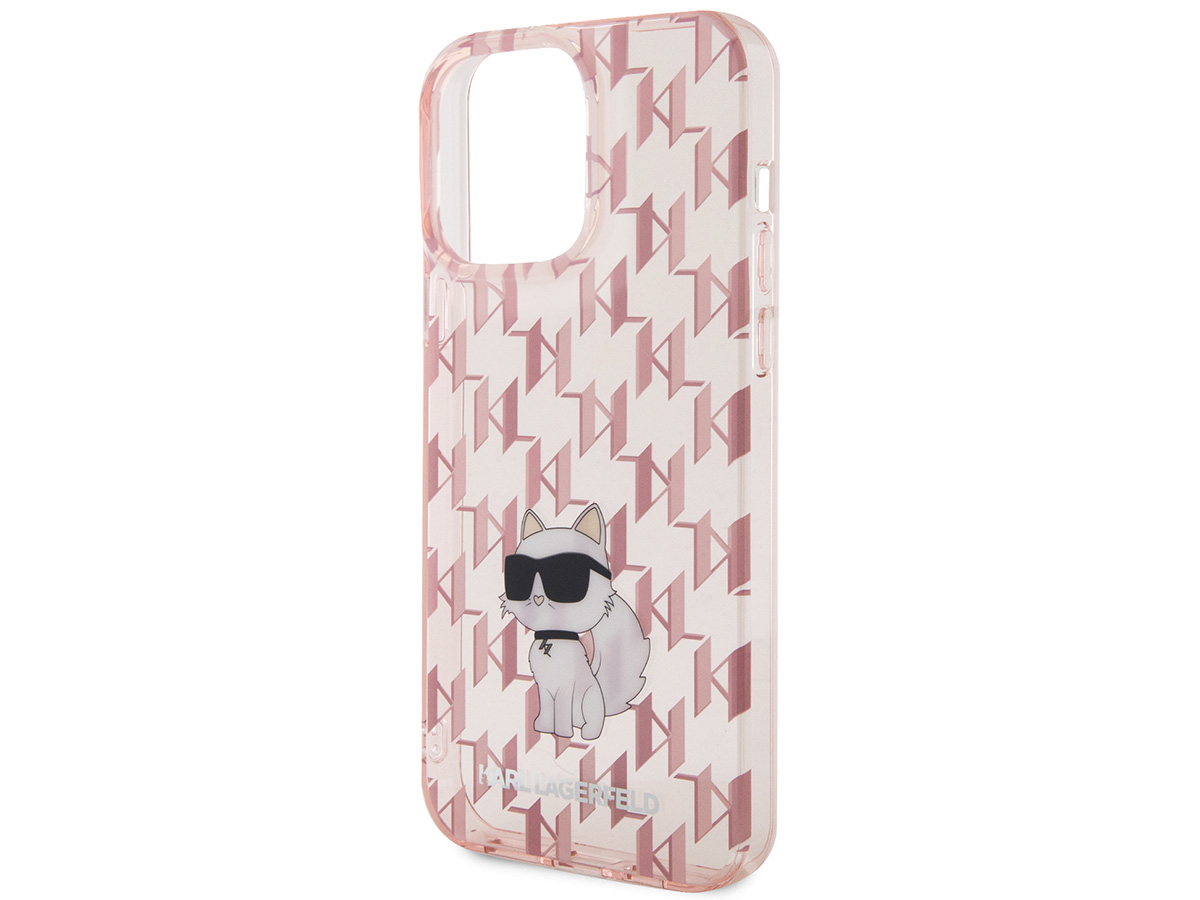 Karl Lagerfeld Choupette Monogram Case Roze - iPhone 15 Pro hoesje