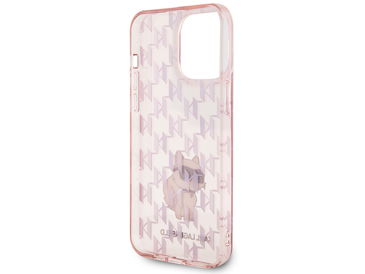 Karl Lagerfeld Choupette Monogram Case Roze - iPhone 15 Pro hoesje