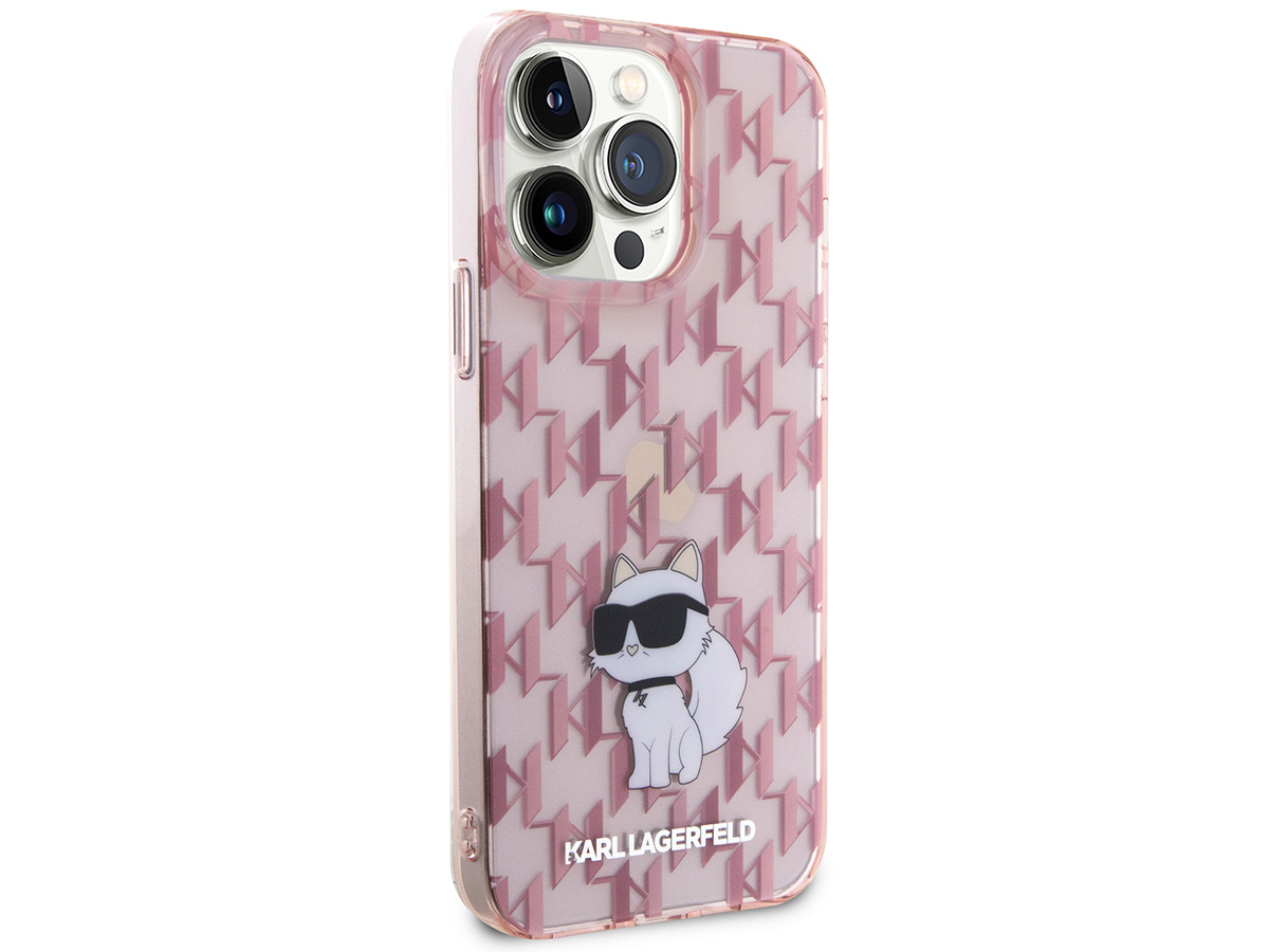 Karl Lagerfeld Choupette Monogram Case Roze - iPhone 15 Pro hoesje