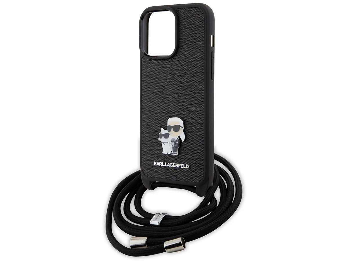 Karl Lagerfeld Ikonik Duo Necklace Case - iPhone 15 Pro Hoesje met Koord