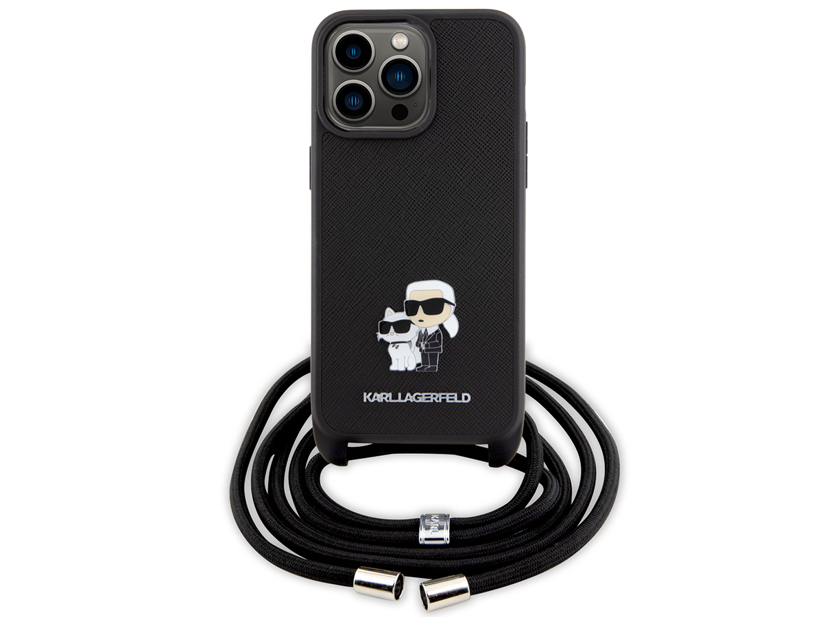 Karl Lagerfeld Ikonik Duo Necklace Case - iPhone 15 Pro Hoesje met Koord