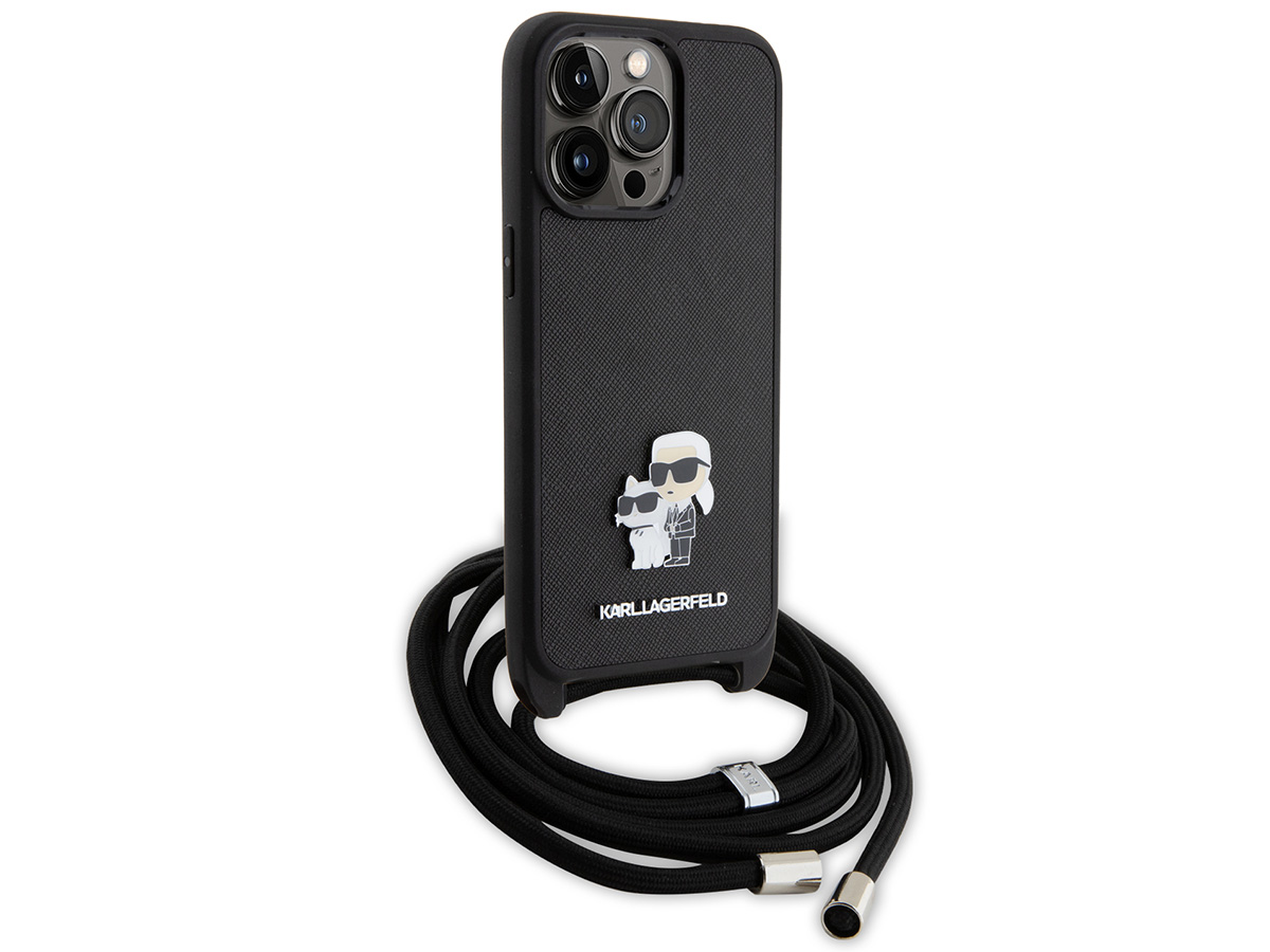Karl Lagerfeld Ikonik Duo Necklace Case - iPhone 15 Pro Hoesje met Koord