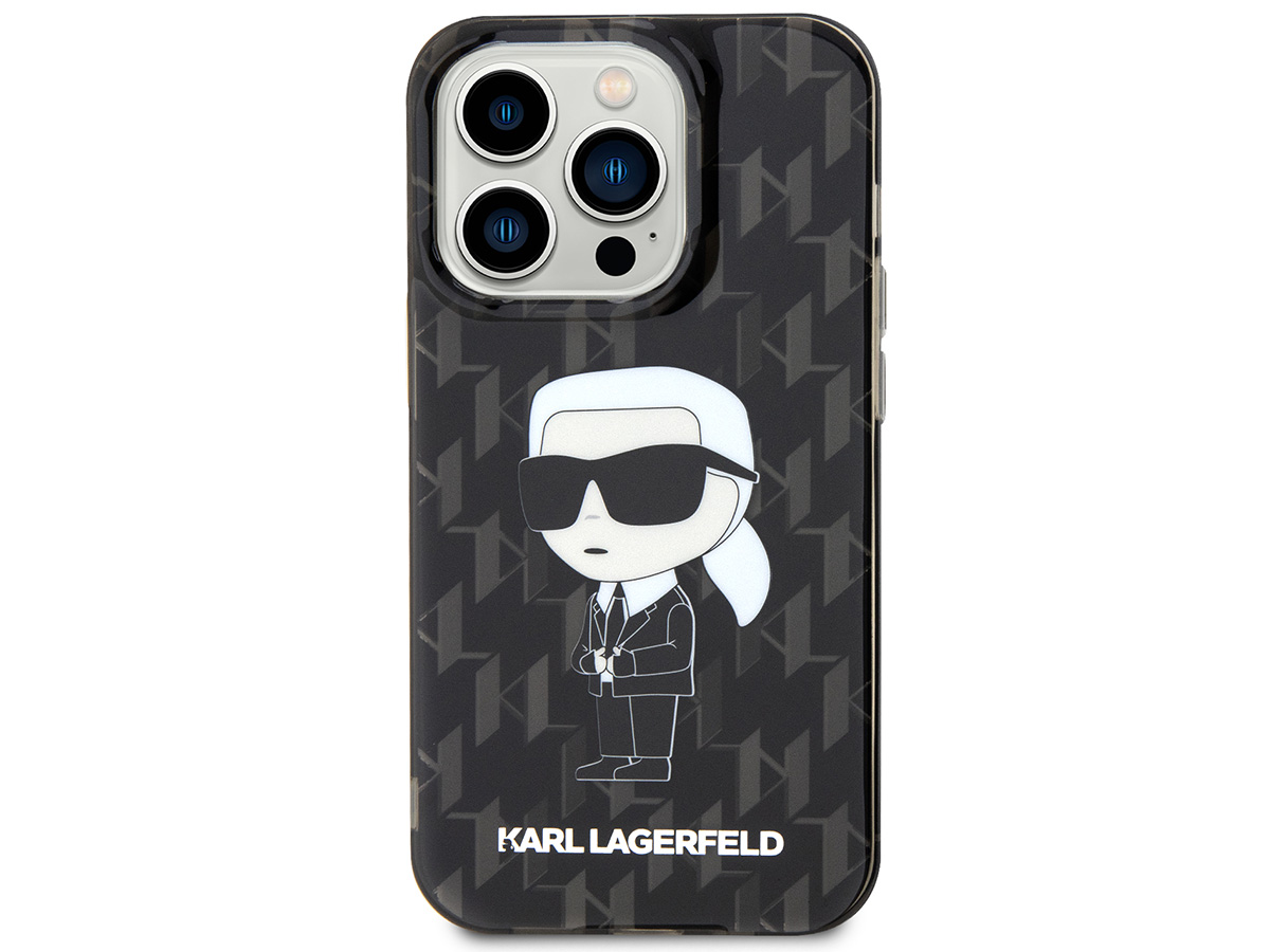 Karl Lagerfeld Ikonik Karl Monogram Case Zwart - iPhone 15 Pro hoesje