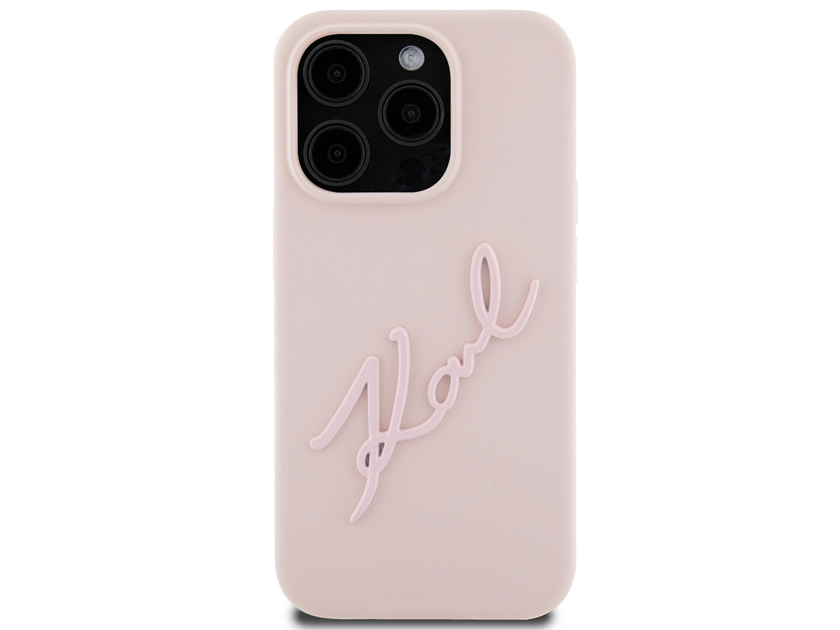 Karl Lagerfeld Metal Signature Case Roze - iPhone 15 Pro hoesje