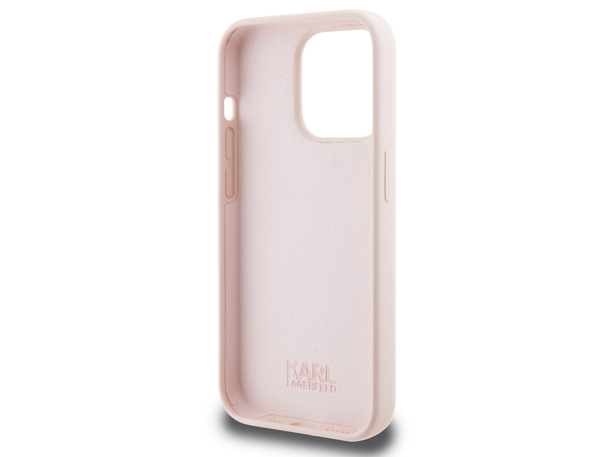 Karl Lagerfeld Metal Signature Case Roze - iPhone 15 Pro hoesje