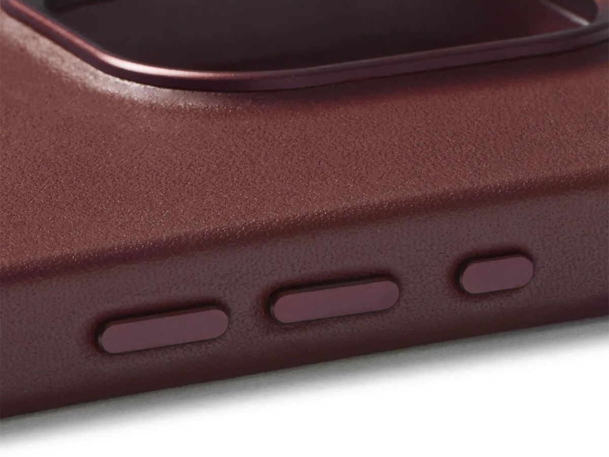 Mujjo Full Leather MagSafe Case Burgundy - iPhone 15 Pro Hoesje Leer