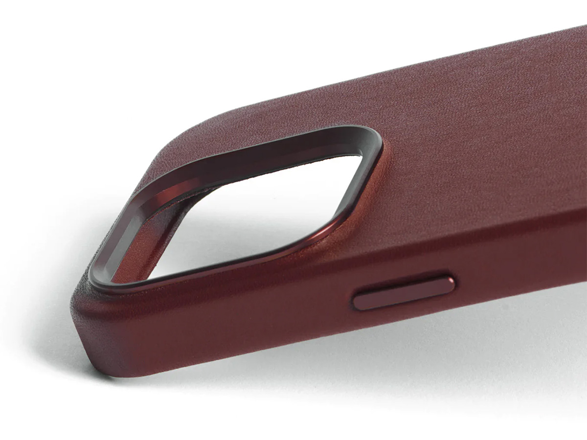 Mujjo Full Leather MagSafe Case Burgundy - iPhone 15 Pro Hoesje Leer