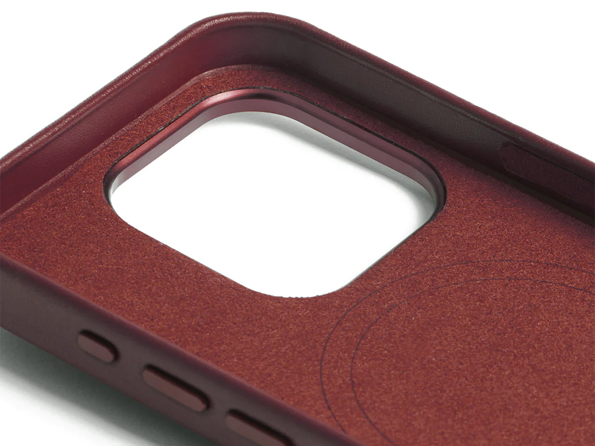 Mujjo Full Leather MagSafe Case Burgundy - iPhone 15 Pro Hoesje Leer
