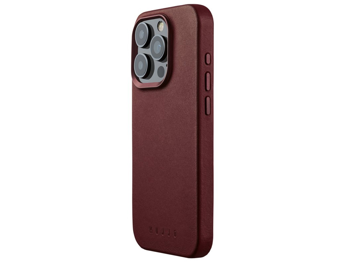 Mujjo Full Leather MagSafe Case Burgundy - iPhone 15 Pro Hoesje Leer