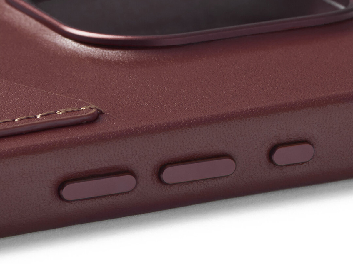 Mujjo Full Leather Wallet Case Burgundy - iPhone 15 Pro Hoesje Leer